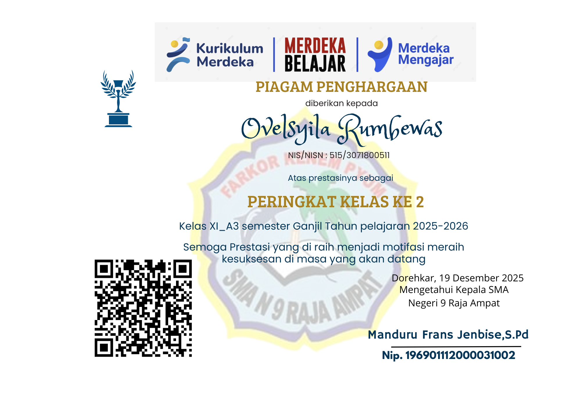 Perengkingan Semester Gasal 2025-2026